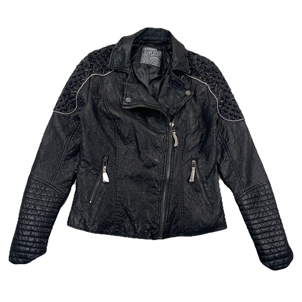 Affliction Black Studded Leather Jacket